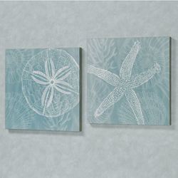 Coastal Waves Canvas Wall Art Blue Set of Two