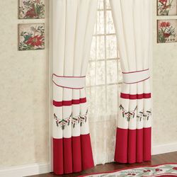 Holly Wreath Tailored Curtain Pair Ivory 96 x 84
