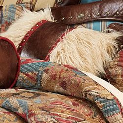 Ruidoso Faux Fur Pillow Multi Warm Rectangle