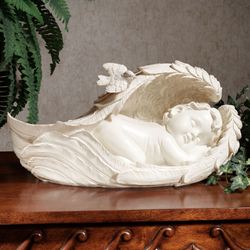 On Angels Wings Sculpture Soft Ivory