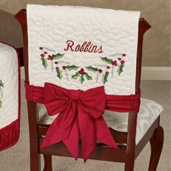 Holly Wreath Chair Covers Ivory Set of Two