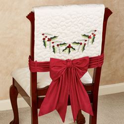 Holly Wreath Chair Covers Ivory Set of Two