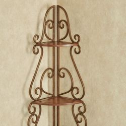 Meyda Scrolling Corner Etagere Natural Cherry