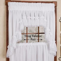 Madelyn Ruffled Swag Valance Pair 80 x 38