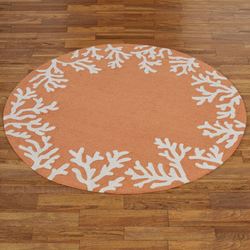 Coral Border Round Rug