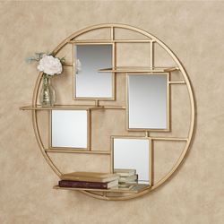 Brioni Mirrored Wall Art Shelf Gold