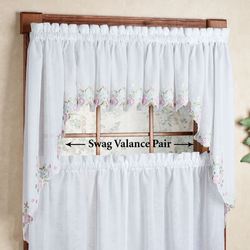 Isabella Embroidered Swag Valance Pair 60 x 38