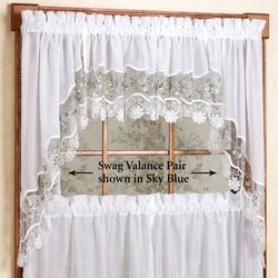 Vintage Embroidered Swag Valance Pair 58 x 38