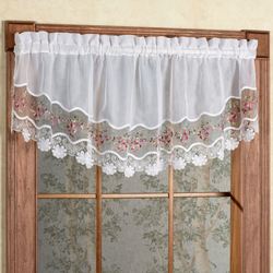 Vintage Embroidered Crescent Valance 58 x 18