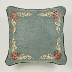 Calais Embroidered Pillow Teal 18 Square