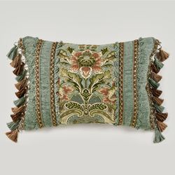Calais Fringed Pillow Teal Rectangle