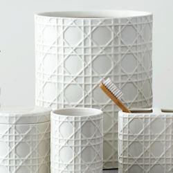 Rattan Wastebasket Ivory