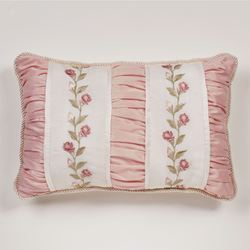Blush Rose Shirred Embroidered Pillow Rectangle