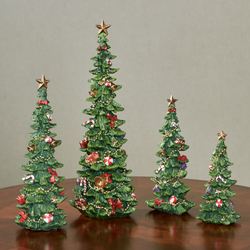 Christmas Tree Figurine Set Green Set of Four