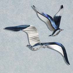 Seagulls Wall Accent Set Silver Set of Two