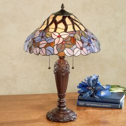 Elina Stained Glass Table Lamp Purple Each with CFL Bulbs