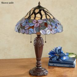 Elina Stained Glass Table Lamp Purple Each with CFL Bulbs