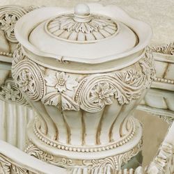 Flowering Medallion Covered Jar Antique Ivory