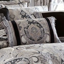 Guiliana Ball Tassel Pillow Silver Gray Rectangle