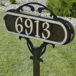 Paris House Number Yard Stake Silver/Black Yard