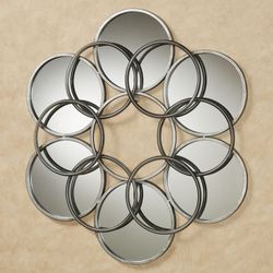 Elliptical Mirrored Wall Sculpture Aged Silver