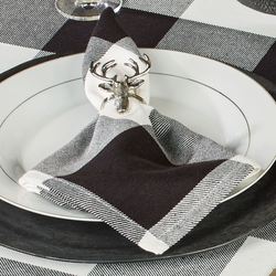 Rustic Buffalo Plaid Napkins Black/White Set of Four