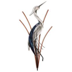 Heron Head Up Wall Sculpture Silver