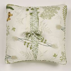 Butterfly Eden Tie Pillow Eggshell 18 Square