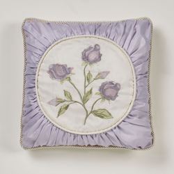 Lavender Rose Embroidered Pillow 18 Square