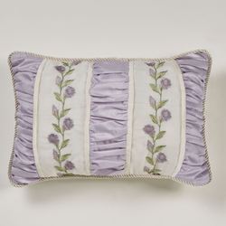Lavender Rose Shirred Embroidered Pillow Rectangle