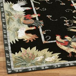 Rooster and Hens Rectangle Rug