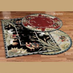 Rooster and Hens Round Rug