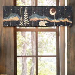Moonlit Bear Quilted Tailored Valance Black 60 x 15