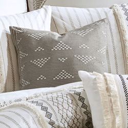 Imani Embroidered Tailored Accent Pillow Light Taupe 18 Square