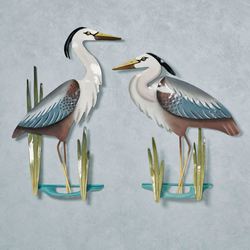 Herons at Bay Wall Art Multi Earth Set of Two