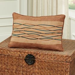 Oasis Embroidered Rectangle Pillow Saddle Brown