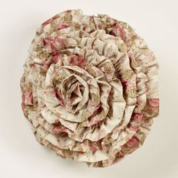 Heirloom Rose Ruffled Pillow Fawn Round