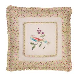 Sweet Tweet Embroidered Sham Light Cream European