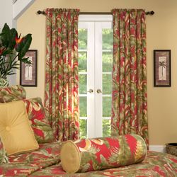 Captiva Wide Tailored Curtain Pair Dark Red 100 x 84