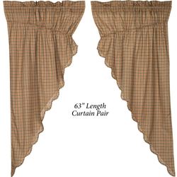 Millsboro Plaid Prairie Curtain Pair Multi Warm 72 x 63