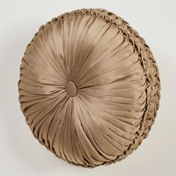 Camelot Tufted Pillow Almond Round