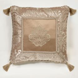 Camelot Embroidered Pillow Almond 18 Square