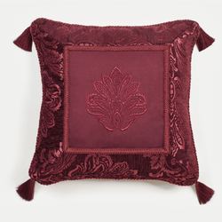 Camelot Embroidered Pillow Burgundy 18 Square