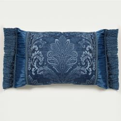Camelot Fringed Pillow Navy Rectangle