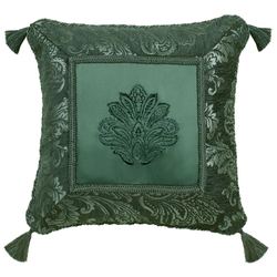 Camelot Embroidered Pillow Emerald Green 18 Square