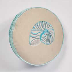 Seaview II Nautilus Embroidered Pillow Sand Round