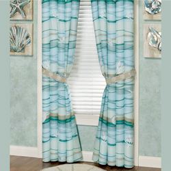 Seaview II Tailored Curtain Pair Light Blue