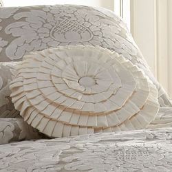Brighton Pleated Tufted Pillow Light Cream Round