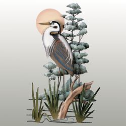 Great Blue Heron Wall Sculpture