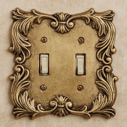 Fleur de Lis Double Switch Antique Brass